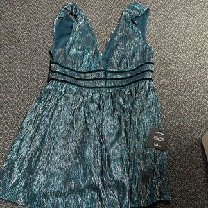 Lulu's Teal and Silver Shimmer Dress
